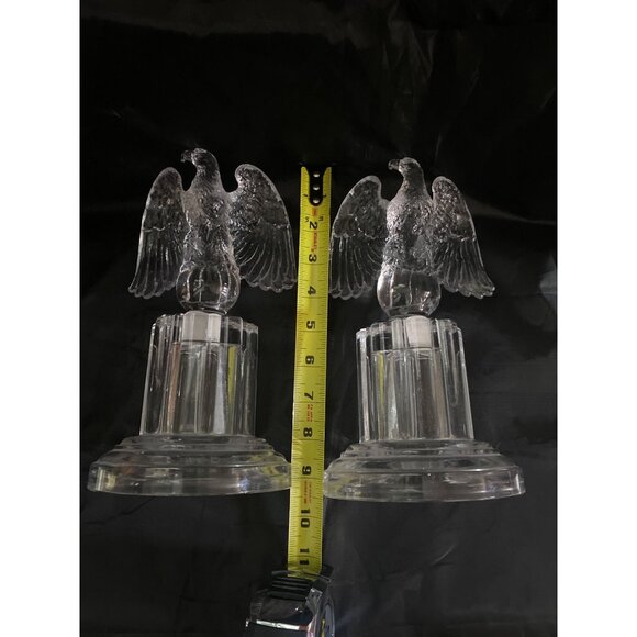 Vintage Imperial Glass Eagle Bookends Pair 9.5" Mid Century Americana - Picture 10 of 16